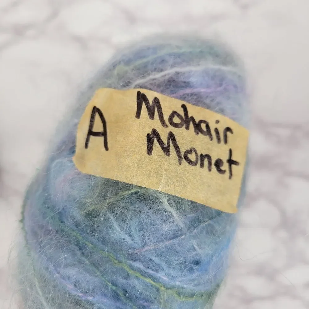 Mohair Yarn Ice Blue and Monet Blue Green Multicolor